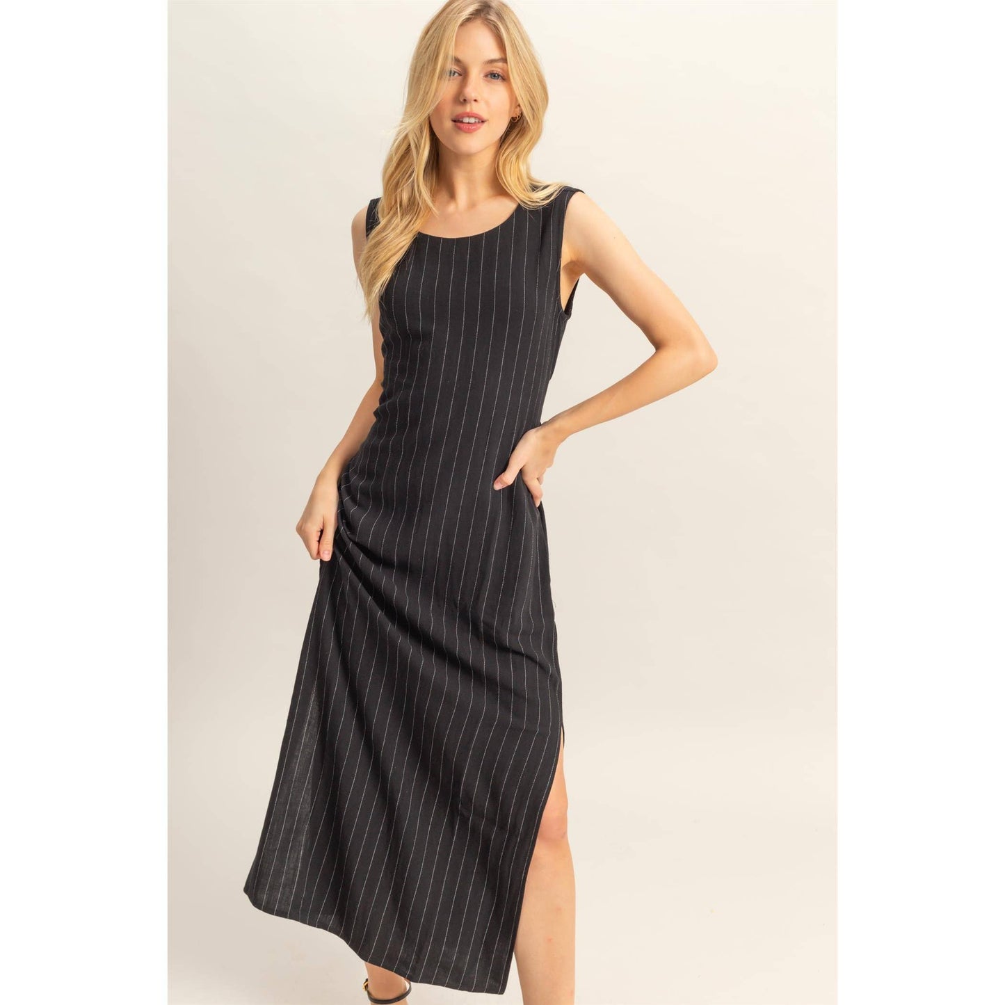 Striped Side Slit Maxi Dress