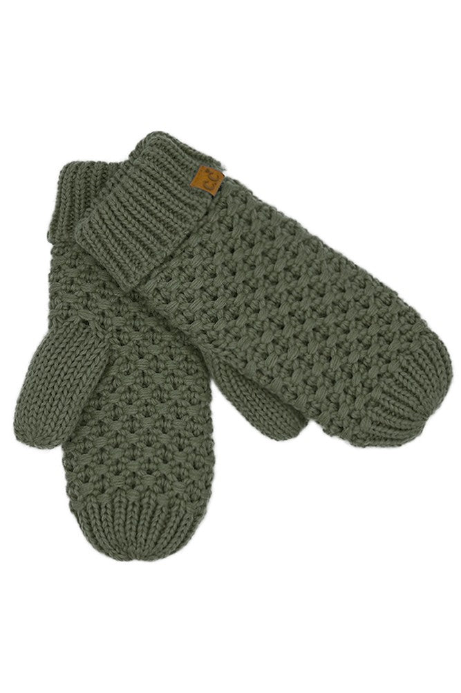 Cross Cell Stitch Knit Mitten Gloves