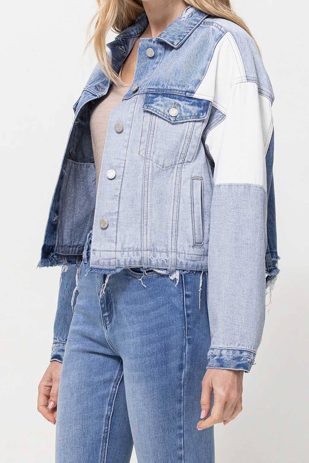 Color Blocking Patchwork Denim Jacket