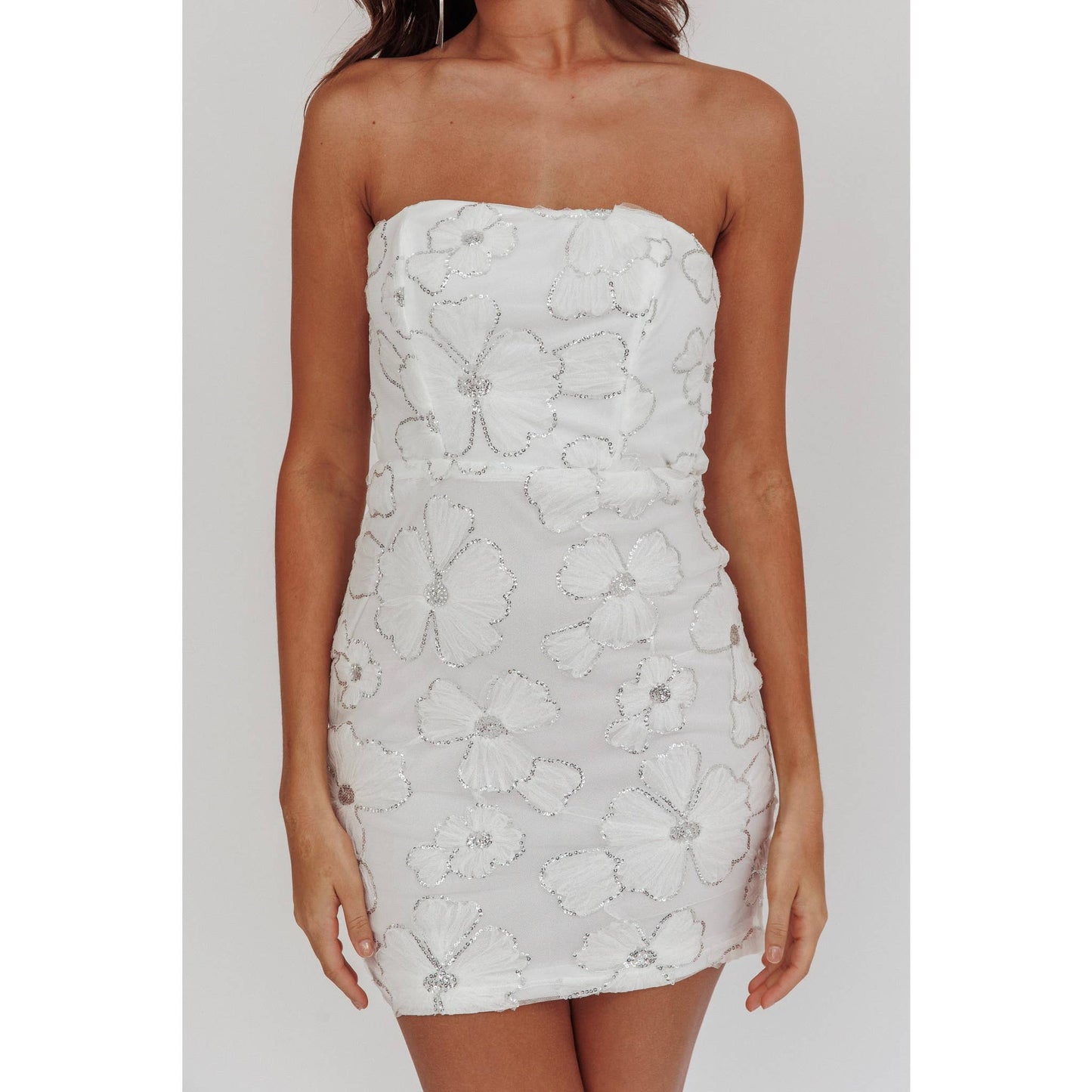 Embellished Floral Mini Dress