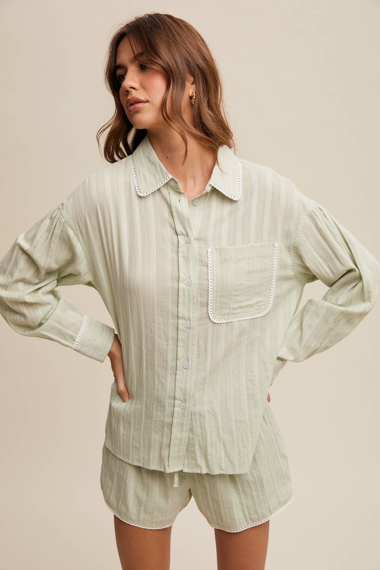 Soft Striped Button Up Shirt