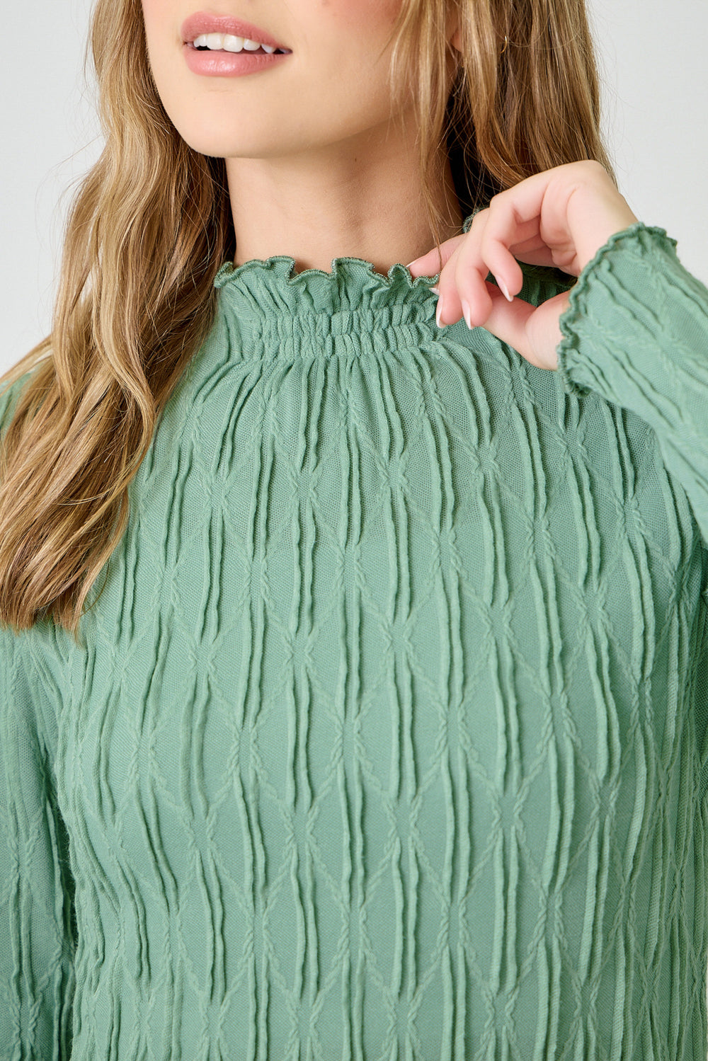 Lettuce Edge Textured Knit Top
