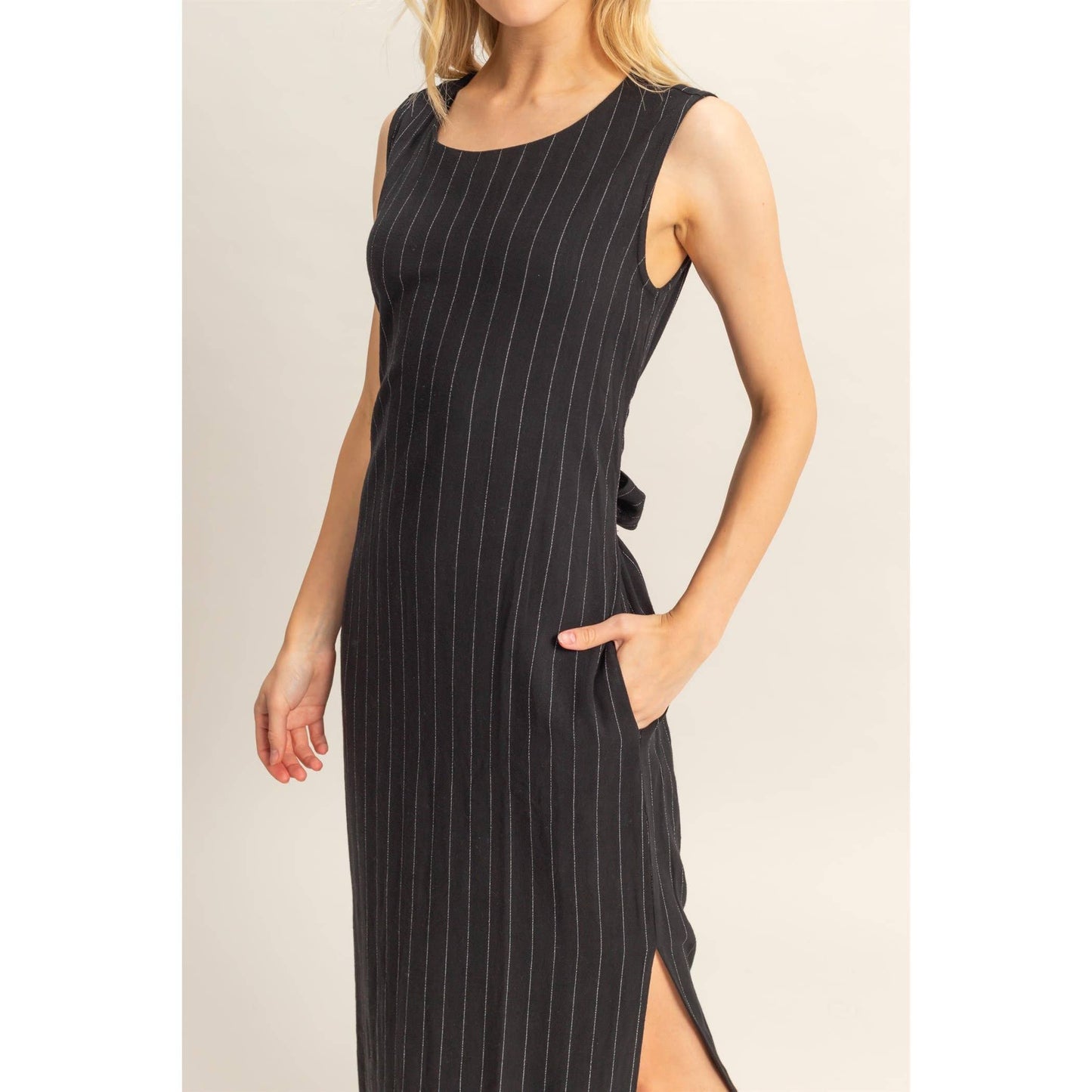 Striped Side Slit Maxi Dress