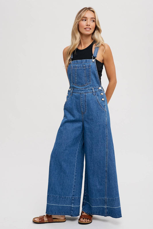 Wide Leg Denim Overalls