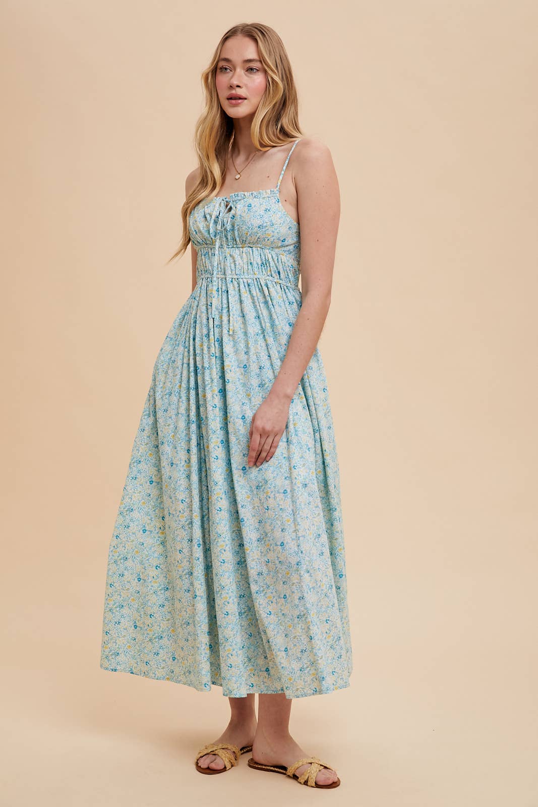 Cotton Floral Smock Maxi Dress