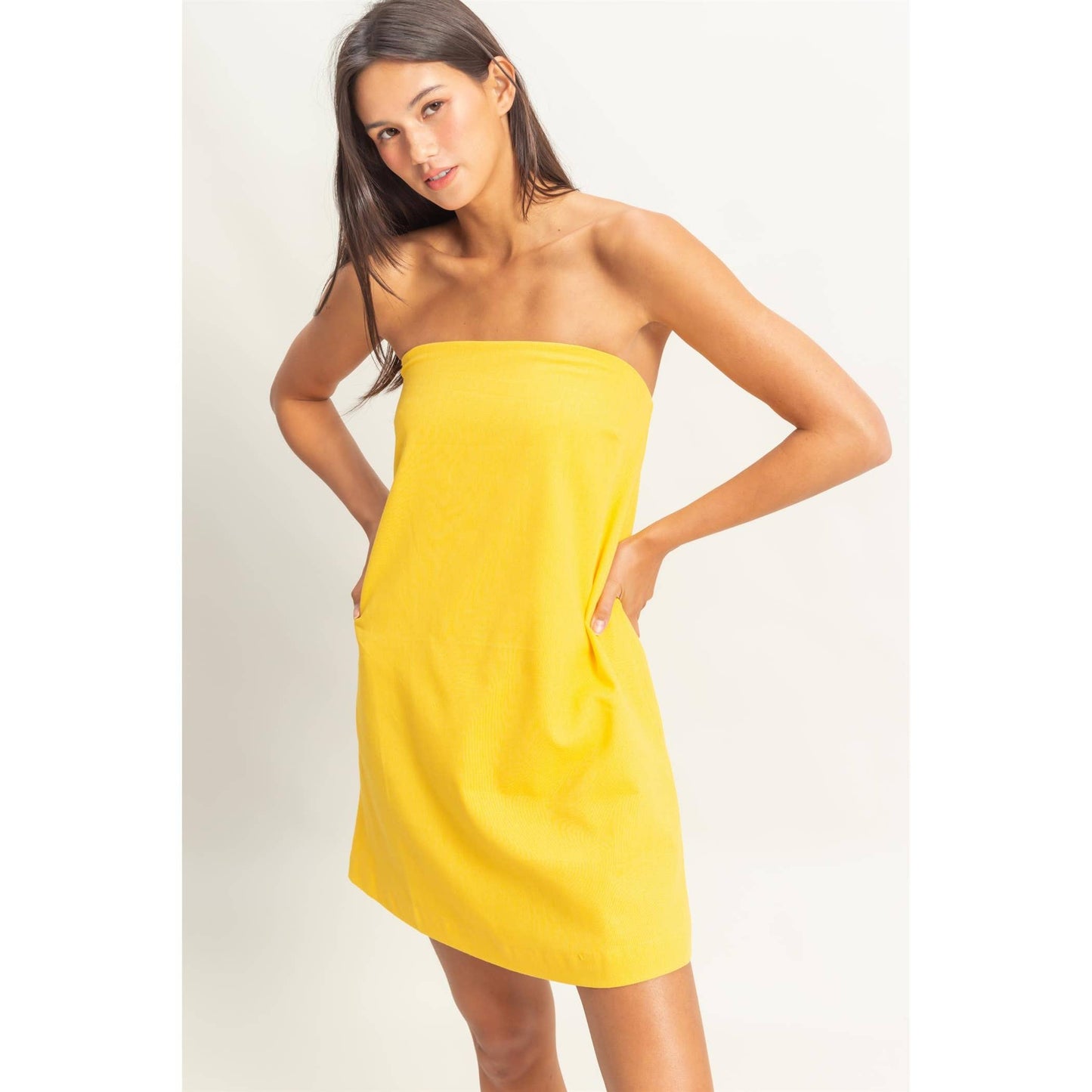 Sand Washed Strapless Mini Dress