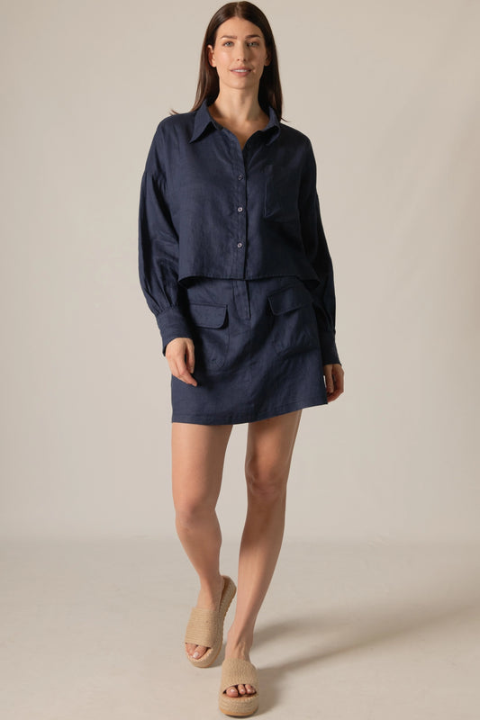 Diamond Linen Cargo Skirt