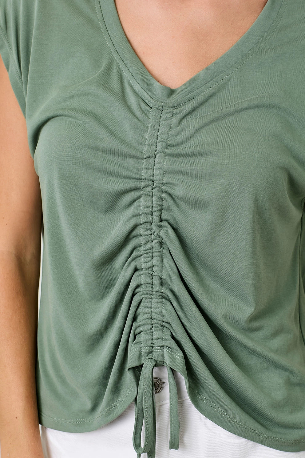 Front Ruche Modal Short Sleeve Top