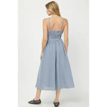 Seersucker Gingham Midi Dress