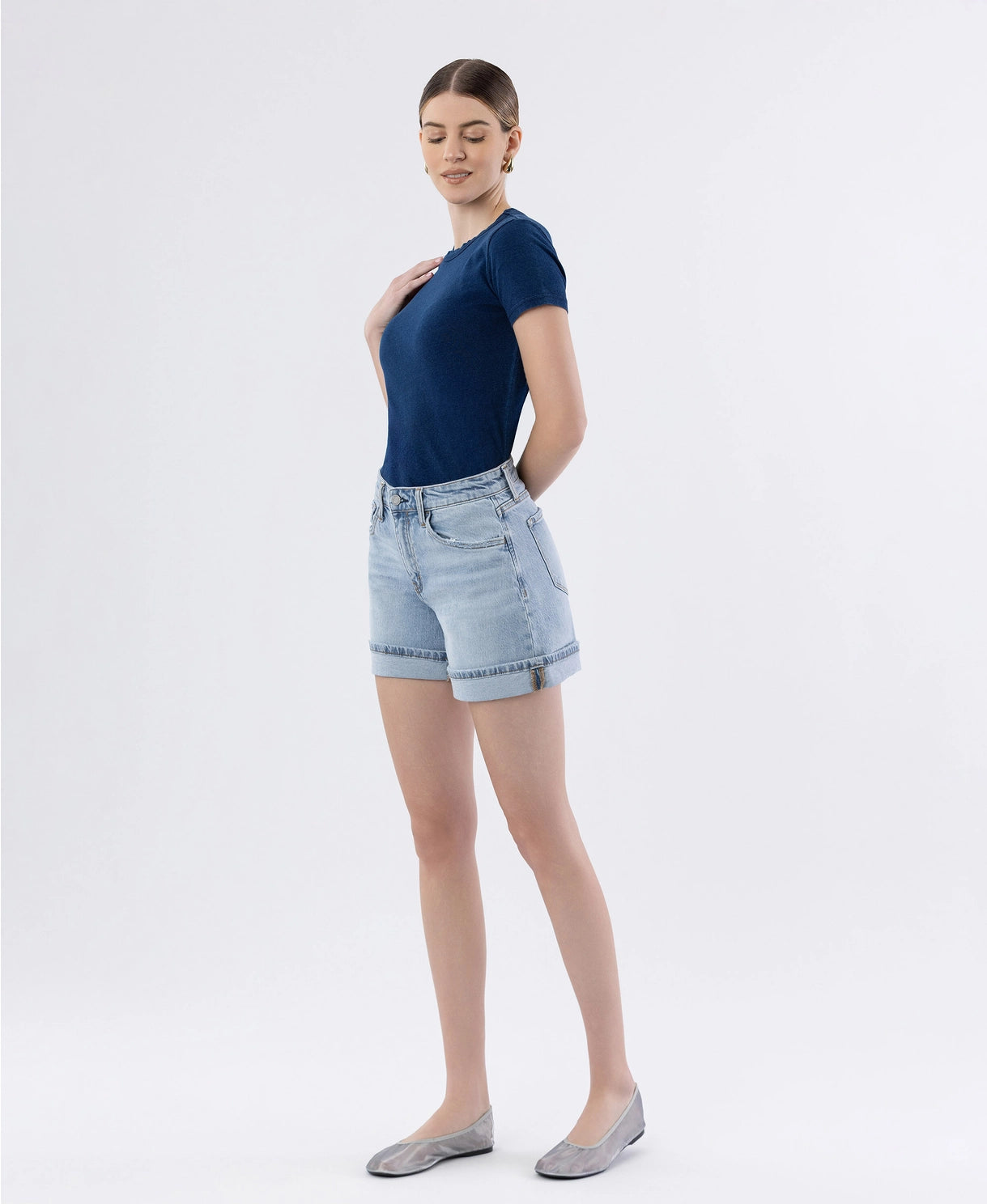 Rebecca High Rise Cuffed Denim Shorts