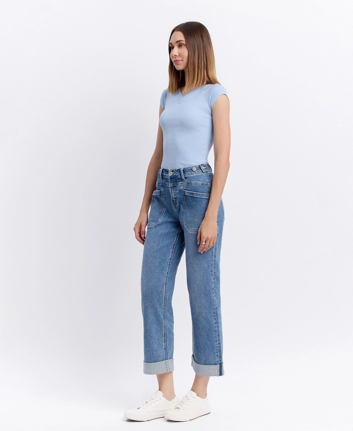 Aileeah High Rise Slim Wide Jeans