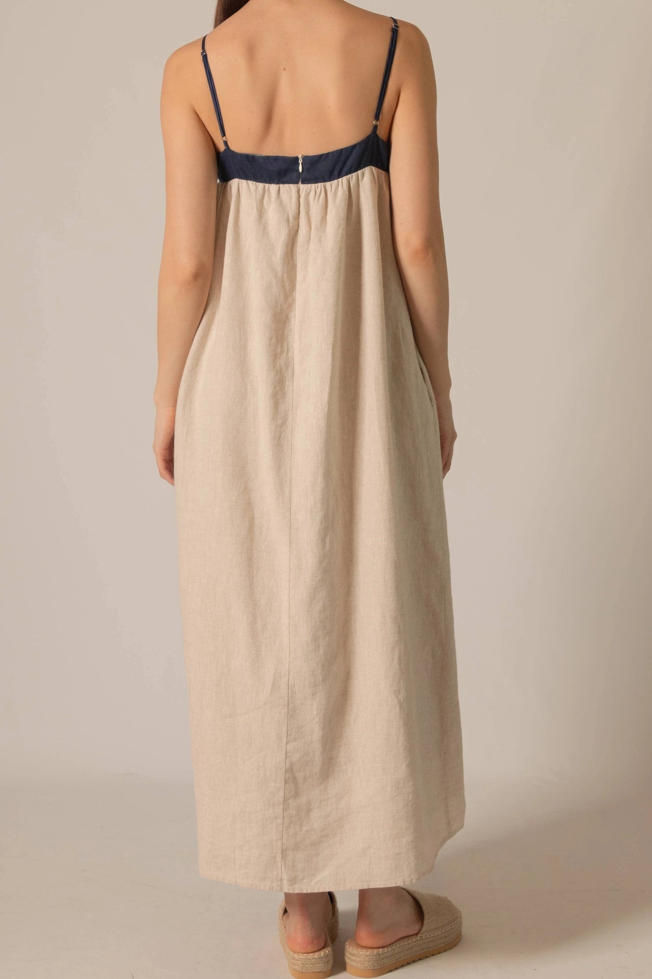 Diamond Linen 2-Tone Maxi Dress