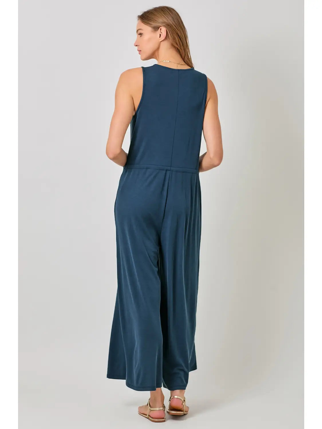 Modal Ribbed Surplice Neck Jumpsuit