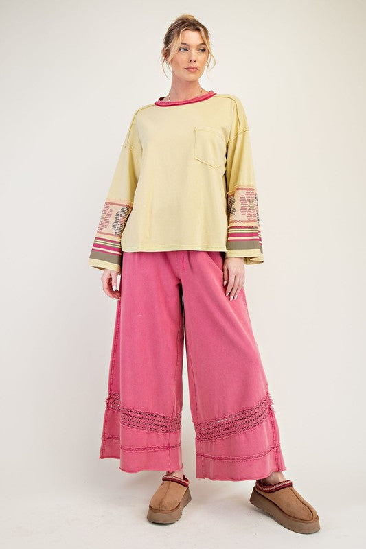 Mineral Washed Floral Patch Cotton Pullover