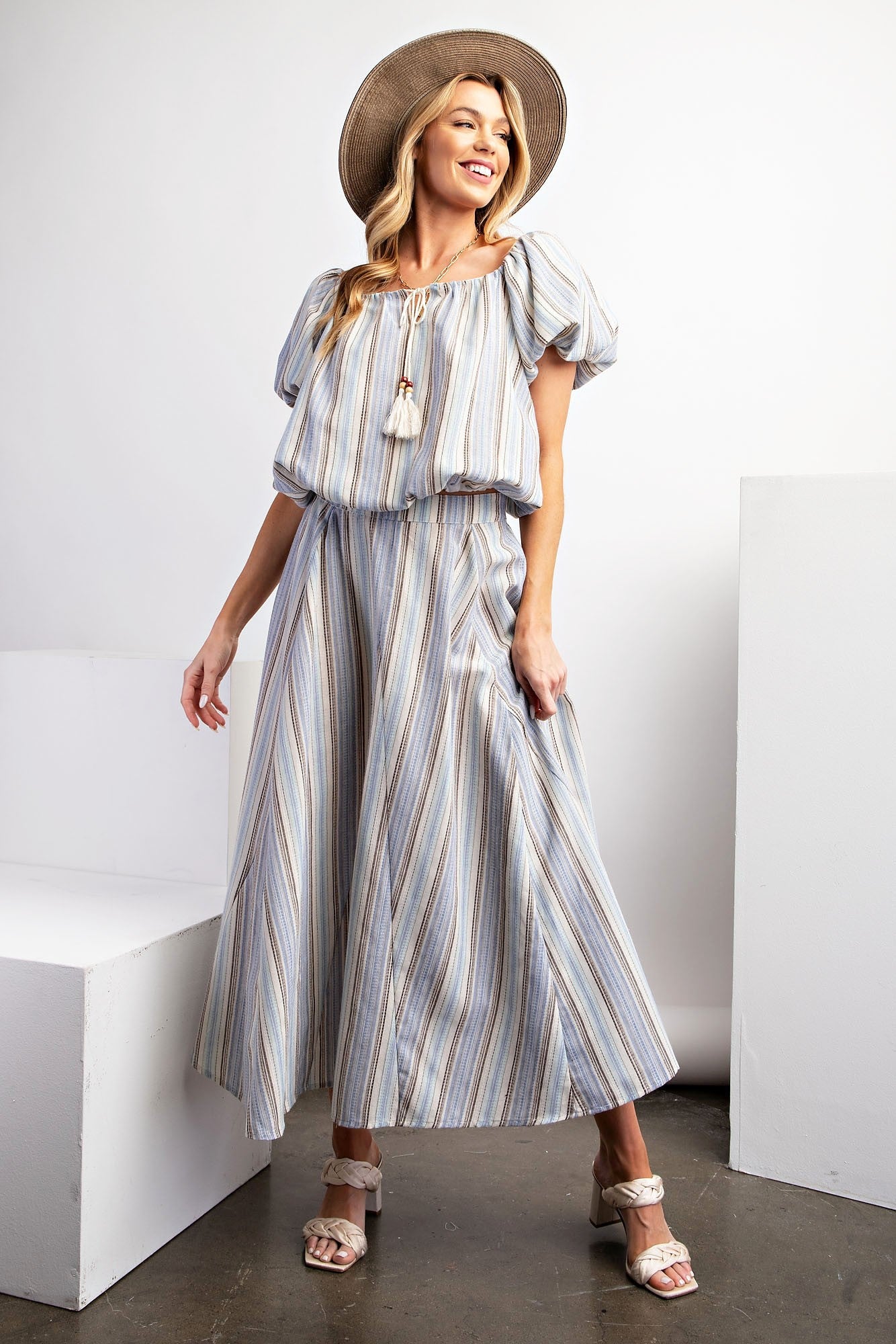 Striped Cotton Maxi Skirt