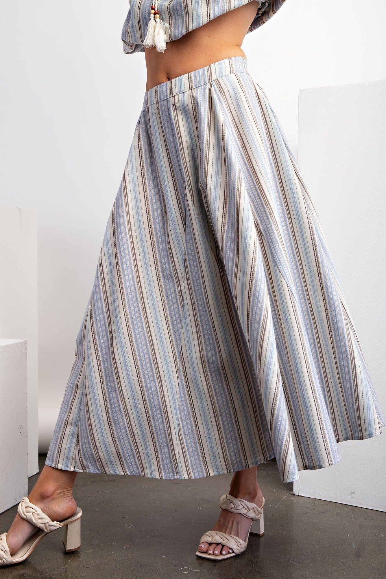 Striped Cotton Maxi Skirt