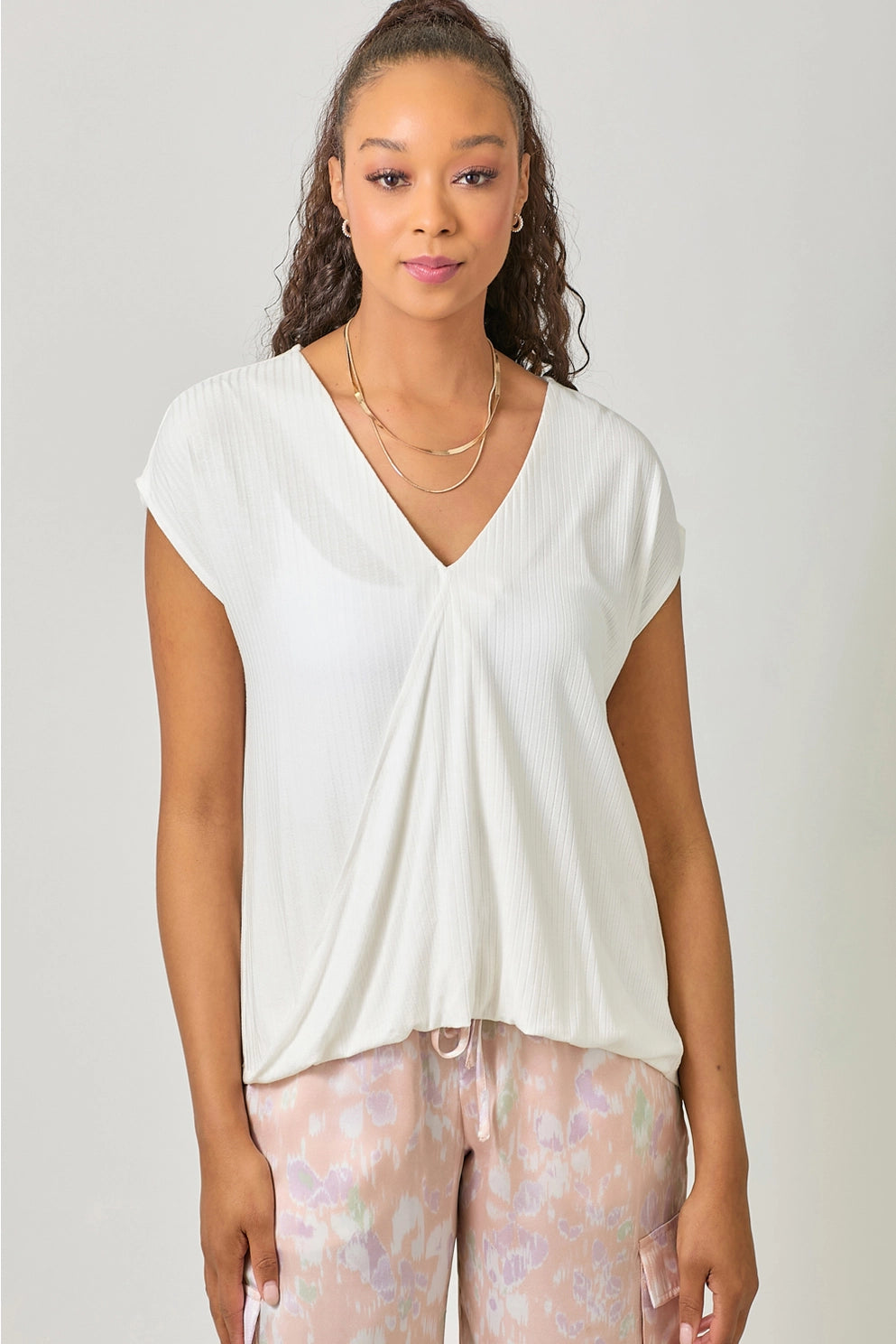 V Neck Surplice Neck Top