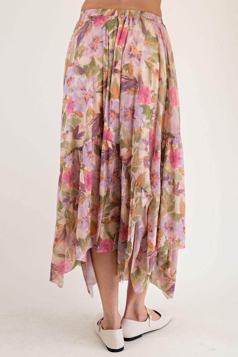 The Floral Printed Mesh Ballerina Skirt