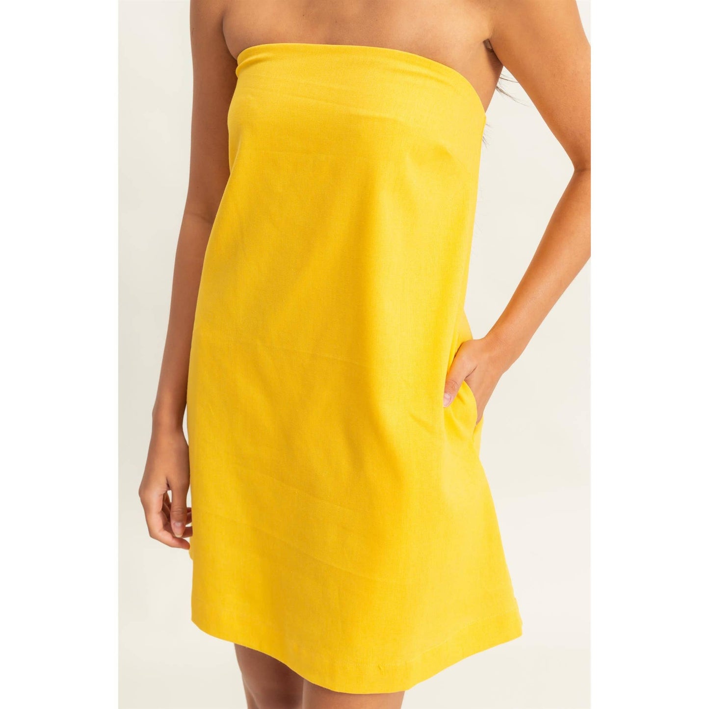 Sand Washed Strapless Mini Dress