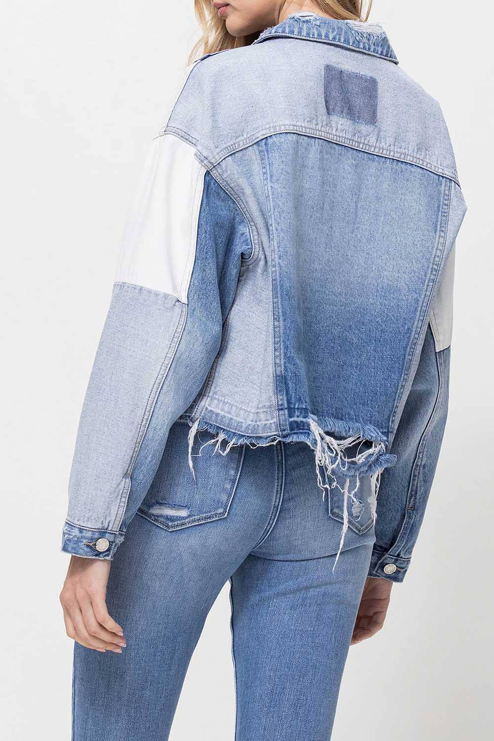 Color Blocking Patchwork Denim Jacket