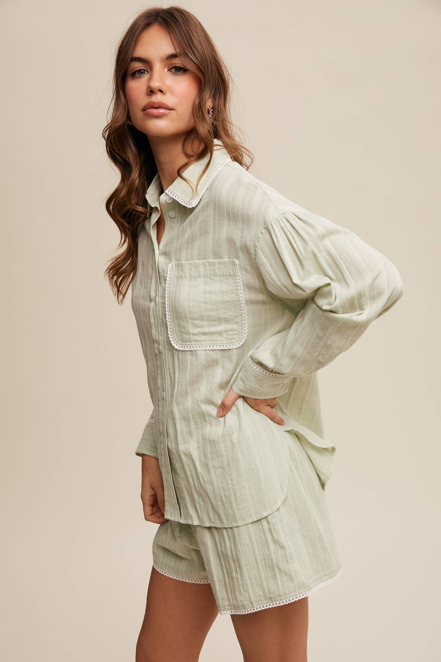 Soft Striped Button Up Shirt