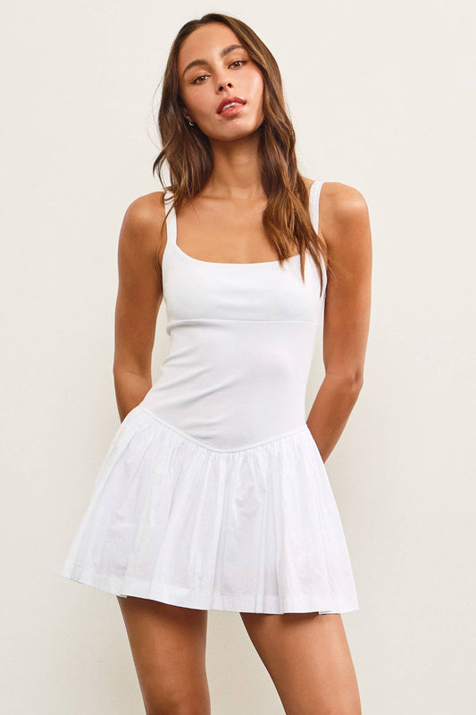 Basque Waist Sleeveless Skort Dress