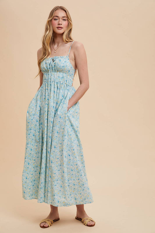 Cotton Floral Smock Maxi Dress