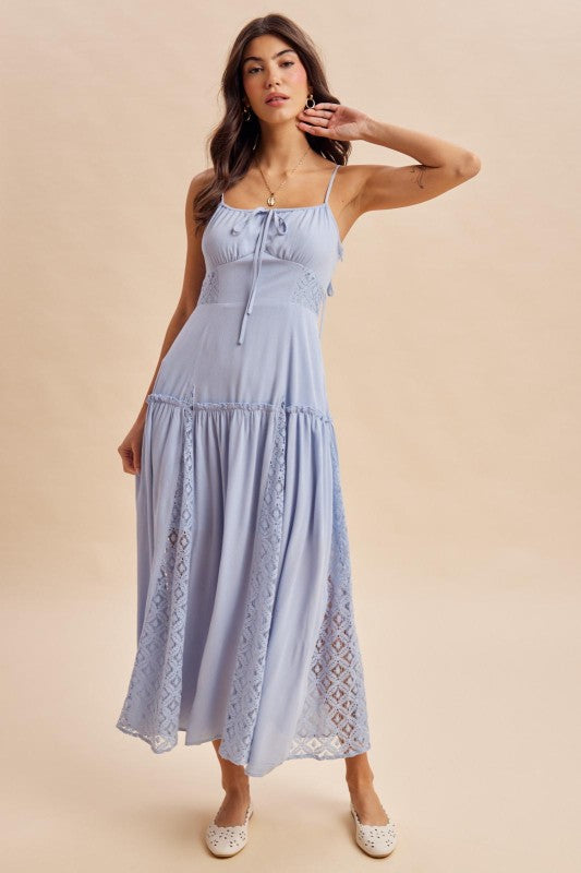 Flowy Lace Inset Maxi Dress