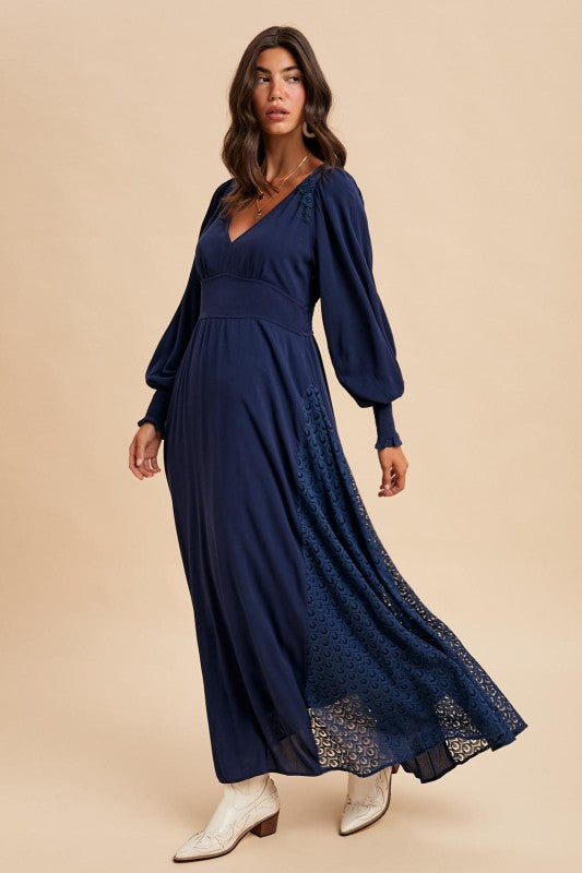 Dramatic Lace Panel Maxi Dress