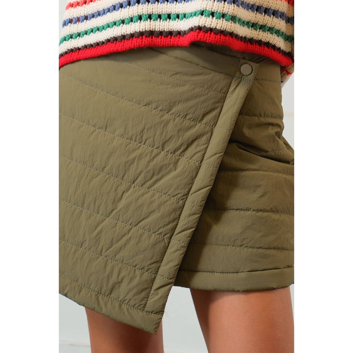 Quilted Puffer Wrap Mini Skirt
