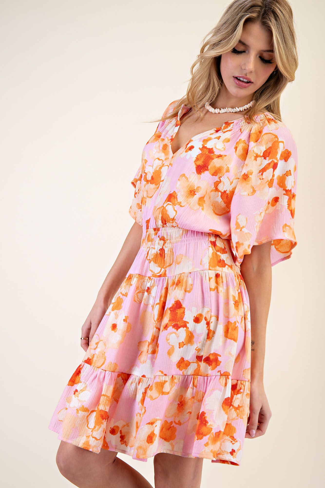 Printed Watercolor Floral Dress