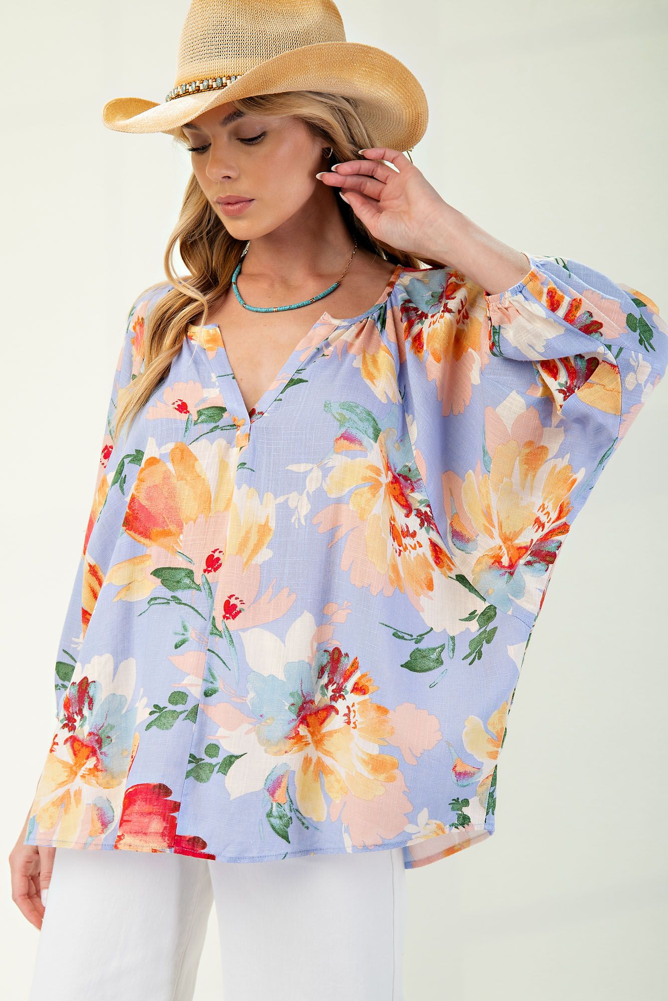 Printed Rayon Linen Woven Top