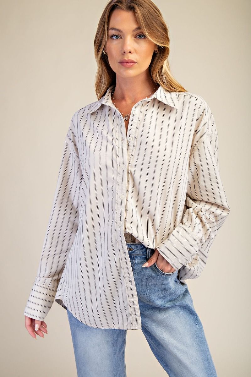 Stripe Poplin Button Down Shirt