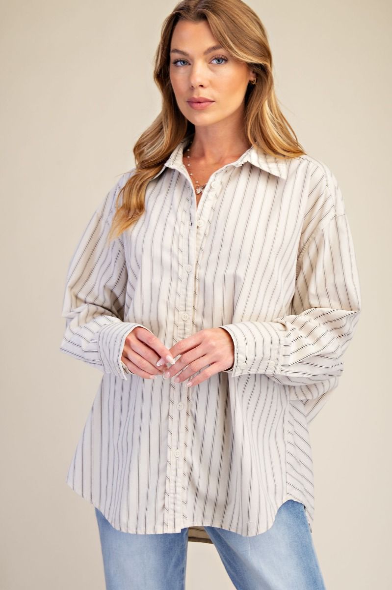 Stripe Poplin Button Down Shirt