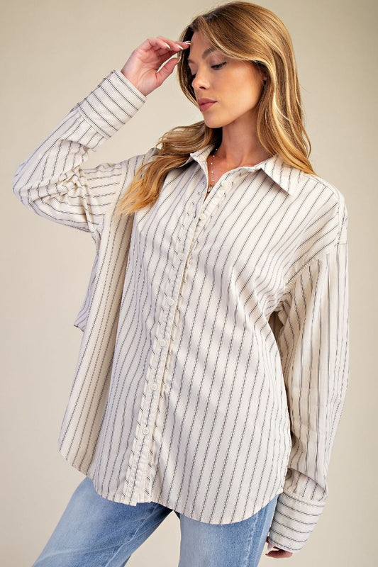 Stripe Poplin Button Down Shirt