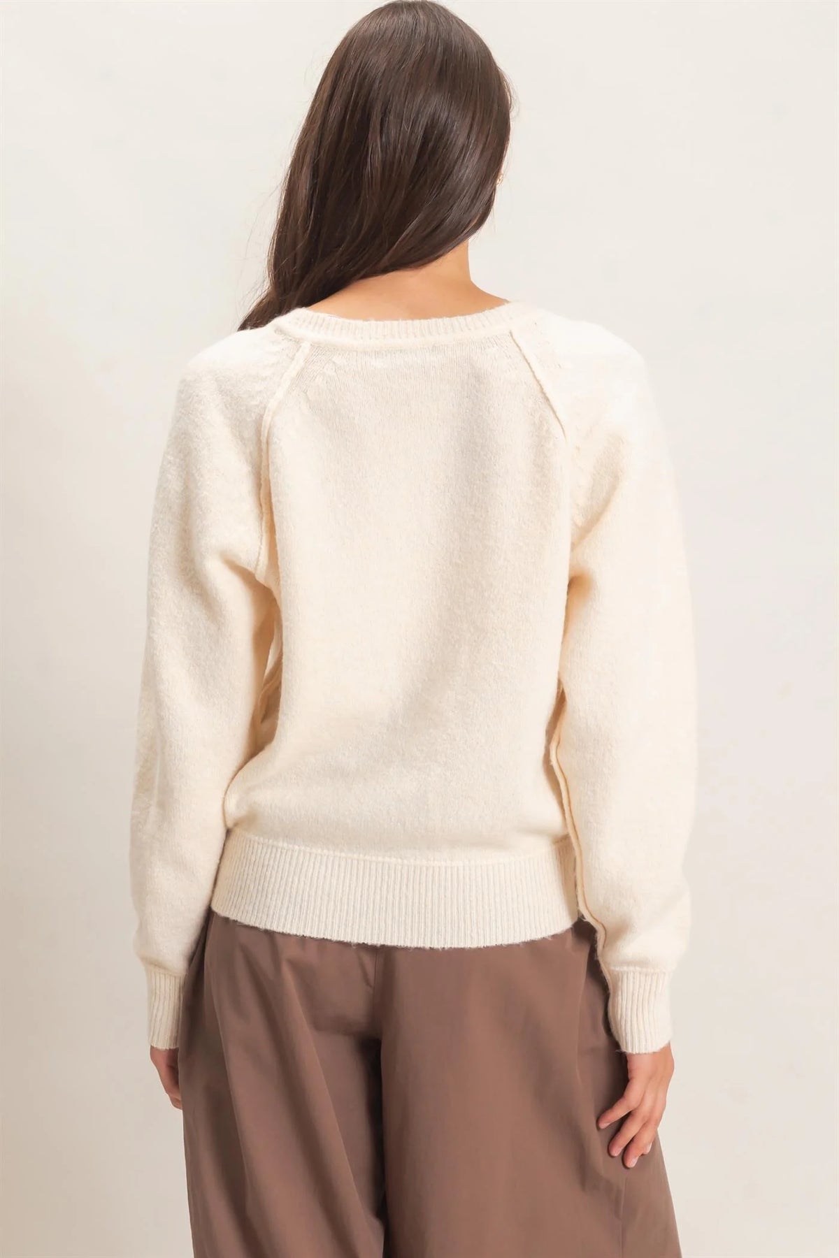 Button Front Raglan Sweater