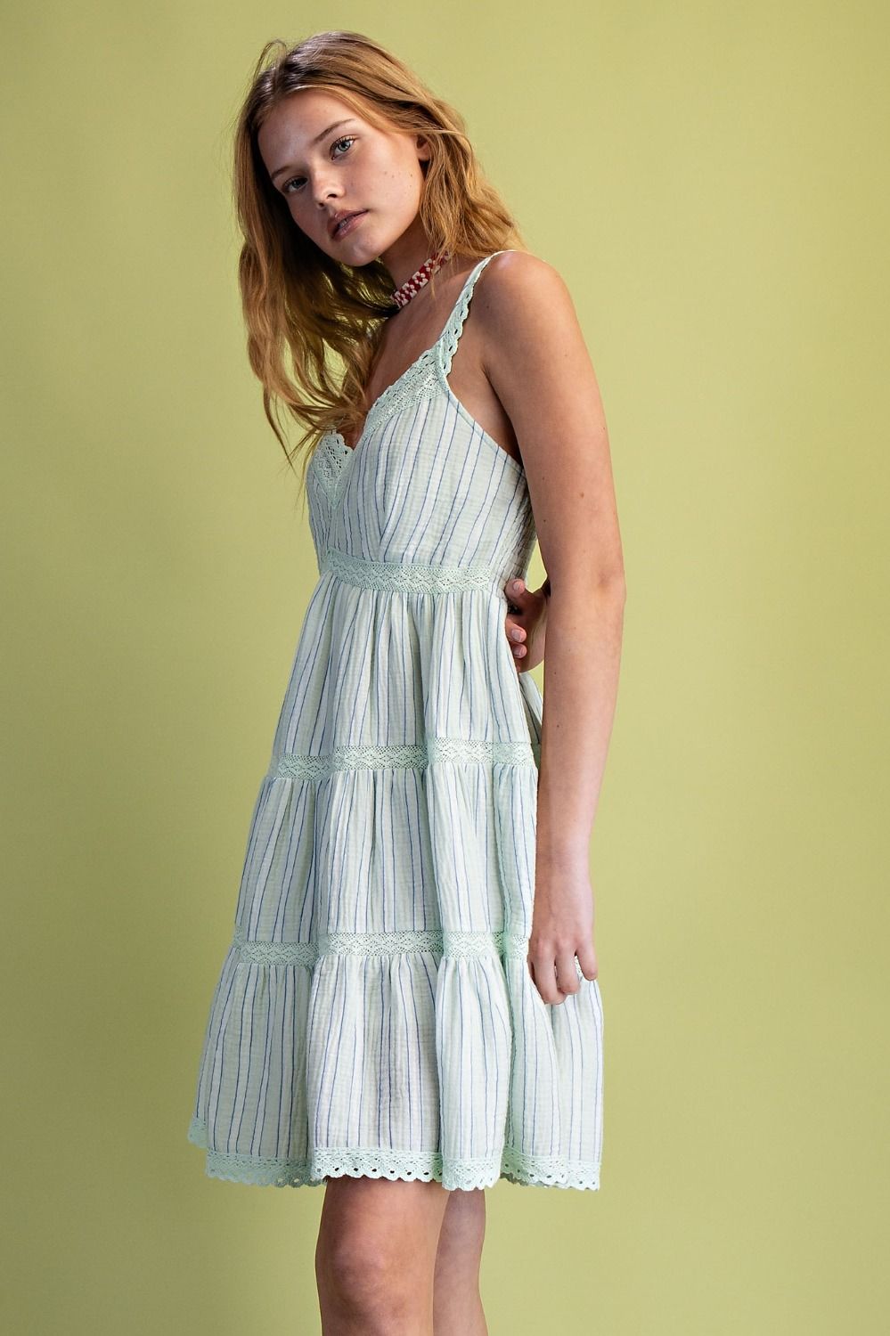 Striped Cotton Gauze Tiered Dress – White Oak Boutique