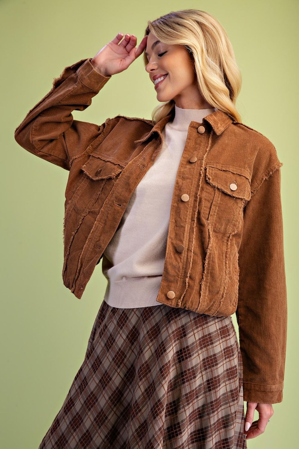 Corduroy Bubble Hem Jacket