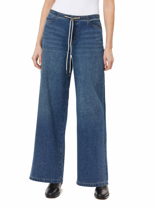 Drawstring Wide Leg Jeans