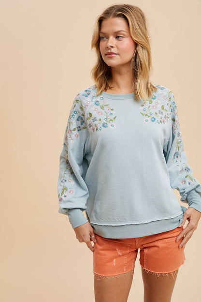 Floral Embroidered Pullover