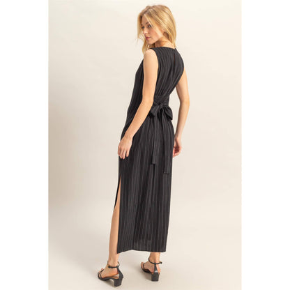 Striped Side Slit Maxi Dress