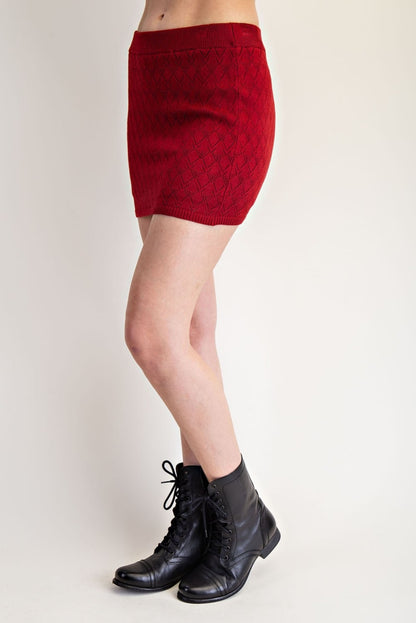 Openwork Button Down Sweater Mini Skirt