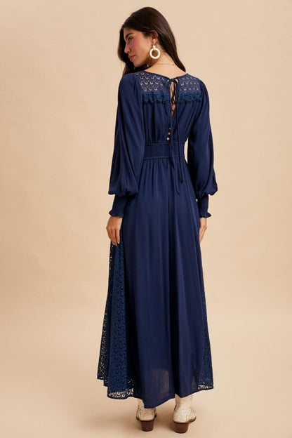 Dramatic Lace Panel Maxi Dress