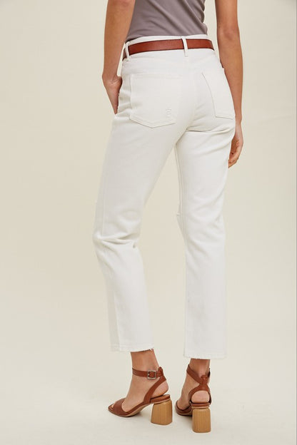 Loose Fit Distressed Ankle Jeans