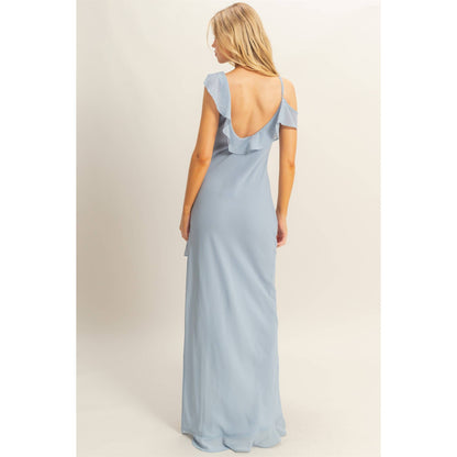 Chiffon Ruffle Trim Midi Dress