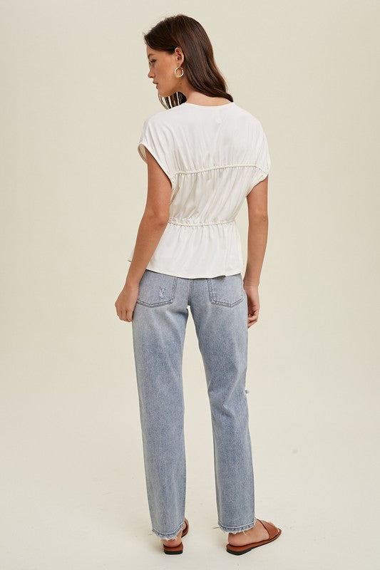 Modal Dolman Top With Drawstring Detail
