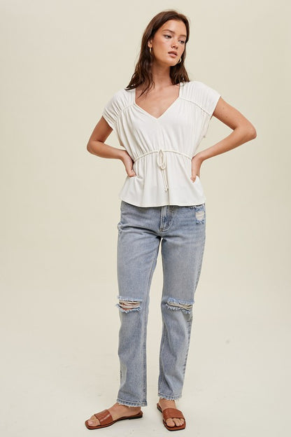 Modal Dolman Top With Drawstring Detail