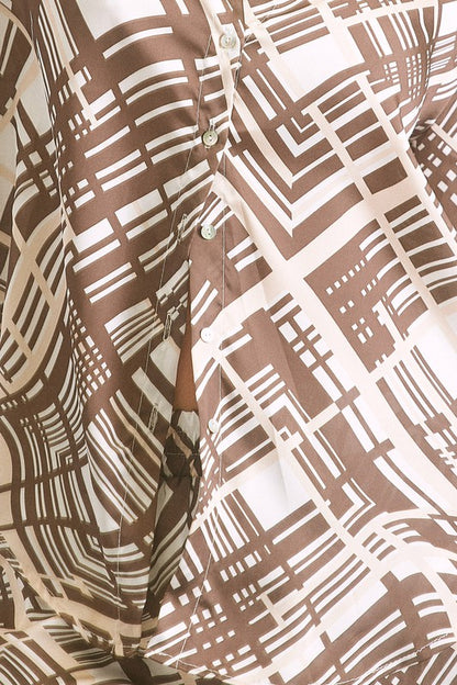 Abstract Print Satin Blouse