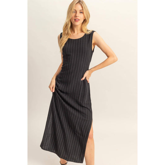 Striped Side Slit Maxi Dress