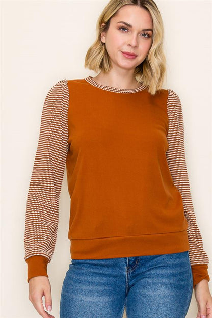 2-Tone Waffle Knit Top